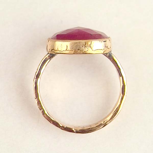 Artisan Made 14KT Gold Filled Bezel Set Scarlet Red Rose Cut RUBY Ring